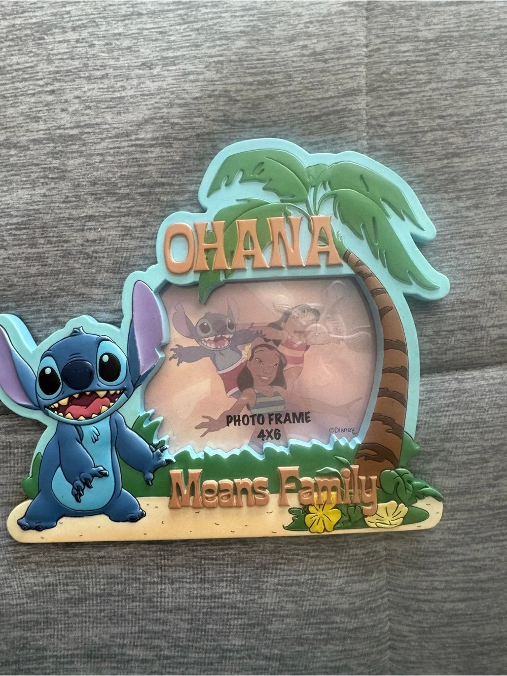 Disney Stitch Ohana Beach Photo Frame in Blue and Tan